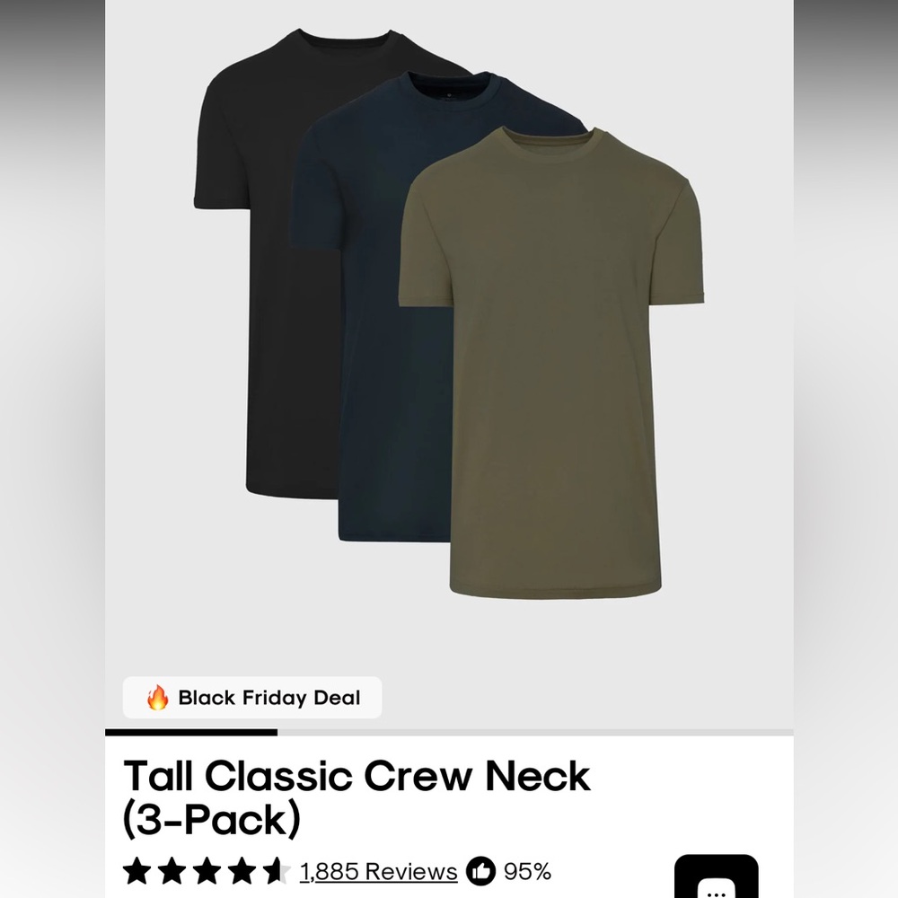 True classic tall large men’s shirt 3 pack